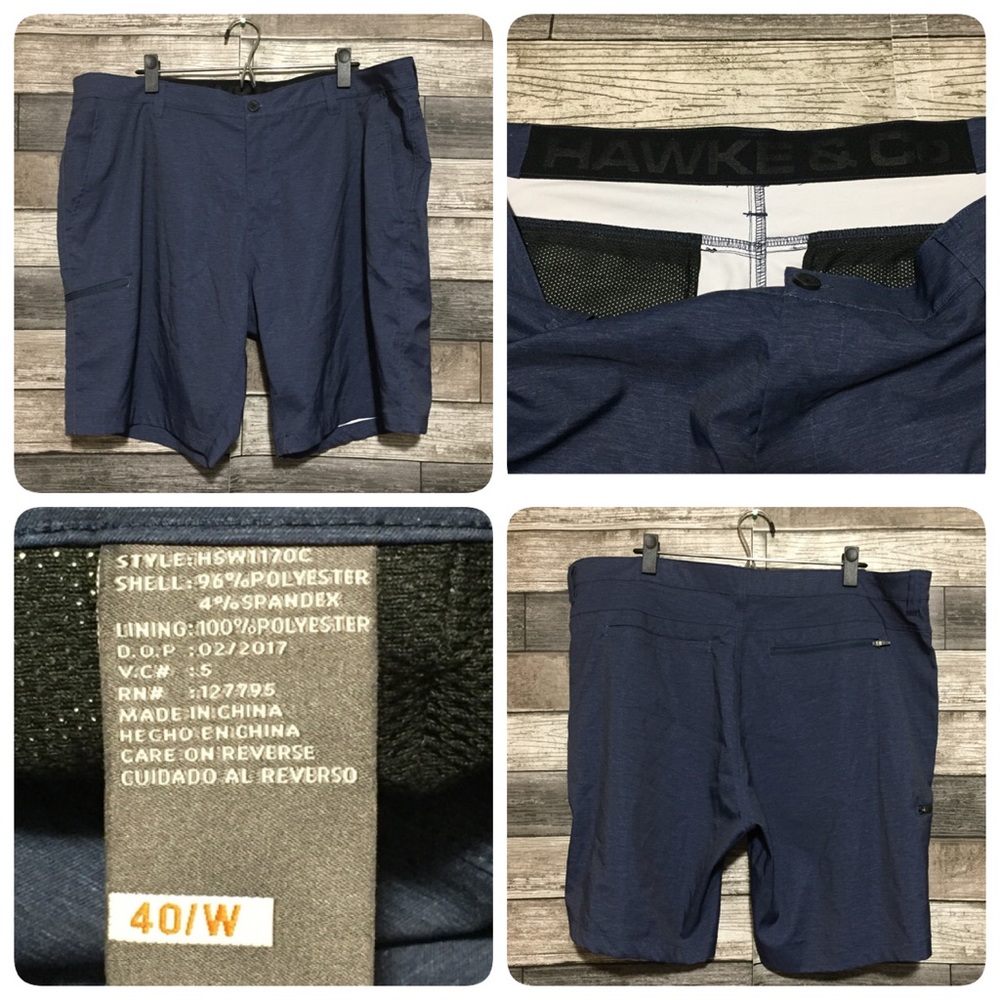 Hawke Co Cargo Shorts Men’s 40 Blue (Inseam 8.5) Performance Casual